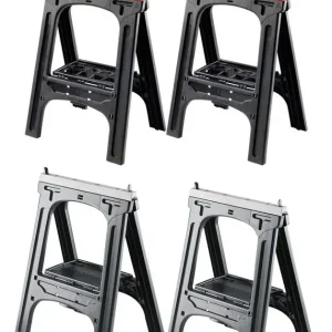 Kunststoff Allzweckbock 2er Set, Tragkraft je Bock 200 kg, orange mit perforierter Ablageplatte Bestpreis